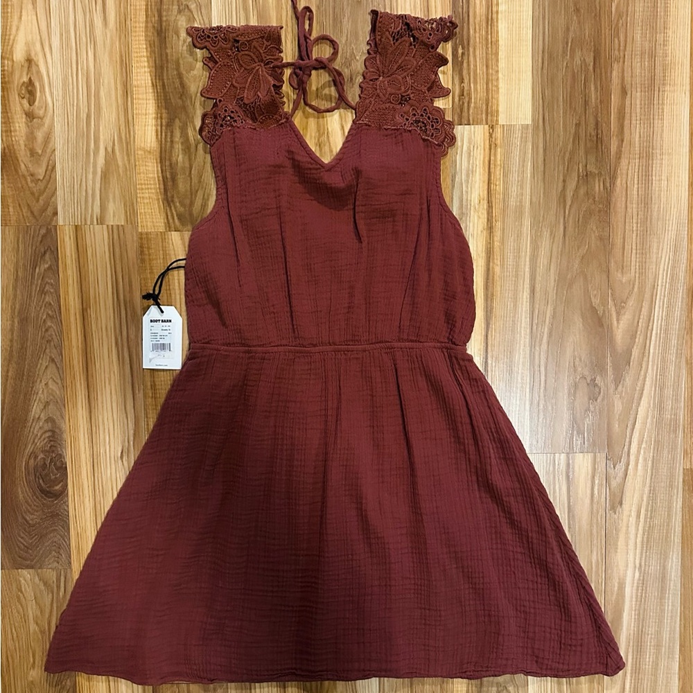 Lace-Back Asymmetrical Sundress in Wine
